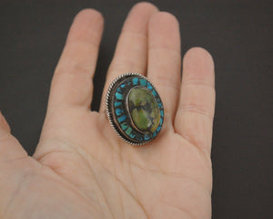 Bold Nepali Turquoise Ring - Size 7.5
