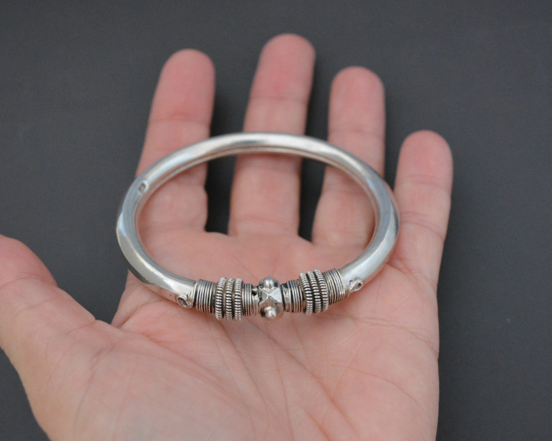 Ethnic Indian Silver Bracelet - Openable