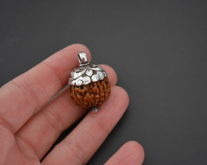 Rudraksha Bead Pendant with Silver Cap