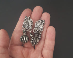 Rajasthani Silver Peacock Earrings