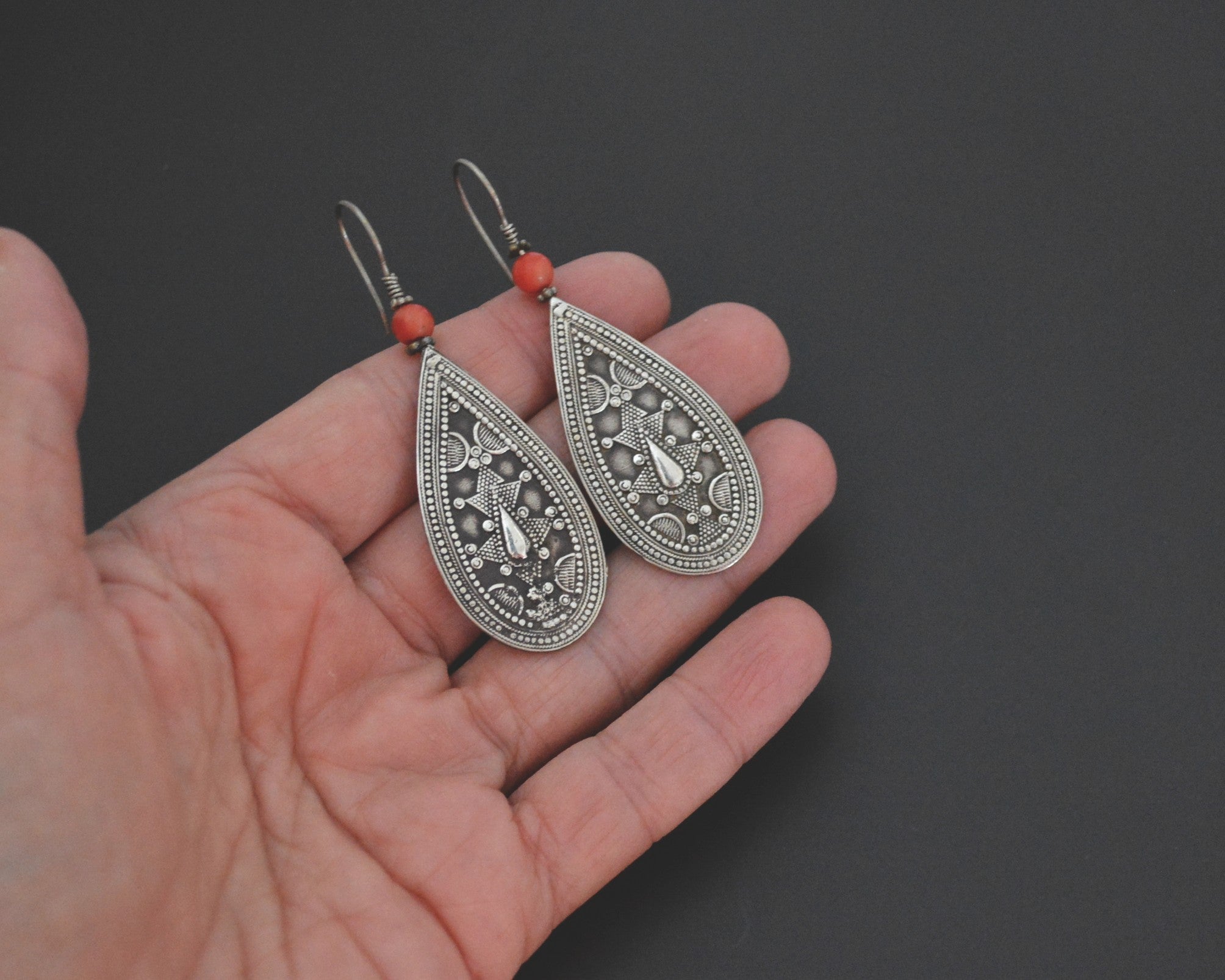 Vintage Kazakh Coral Earrings