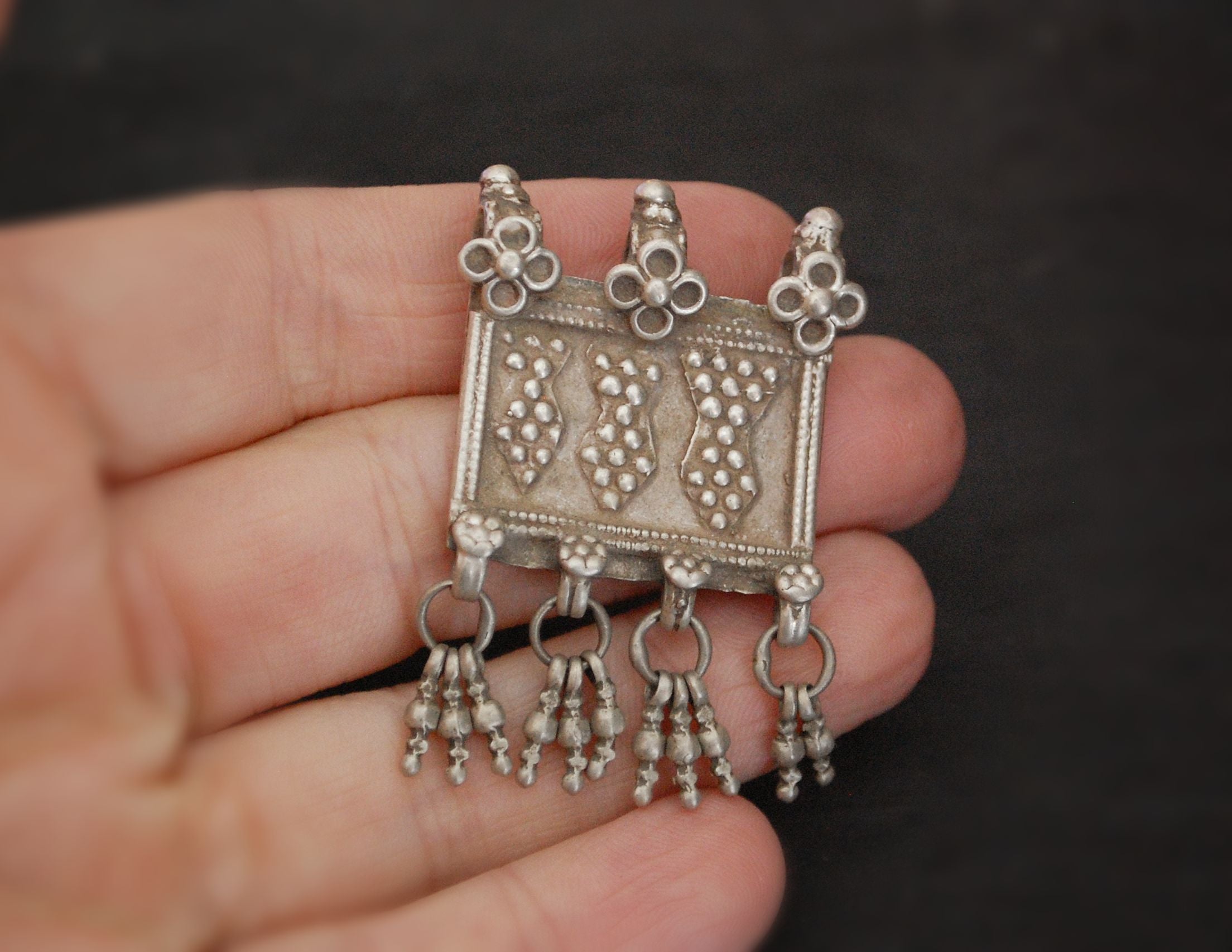 Rajasthani Silver Pendant with Dangles