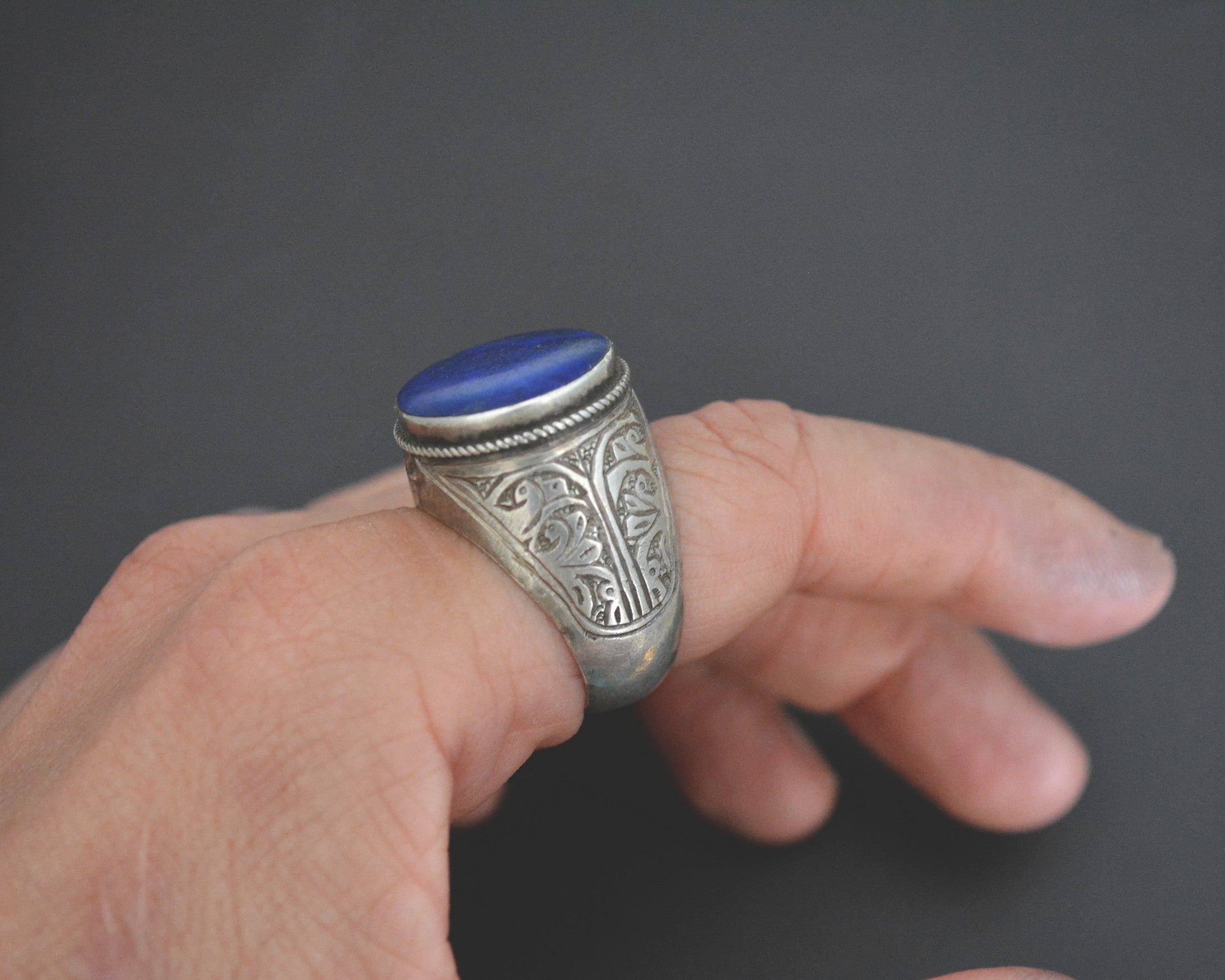 Bold Afghani Lapis Lazuli Ring - Size 8.5