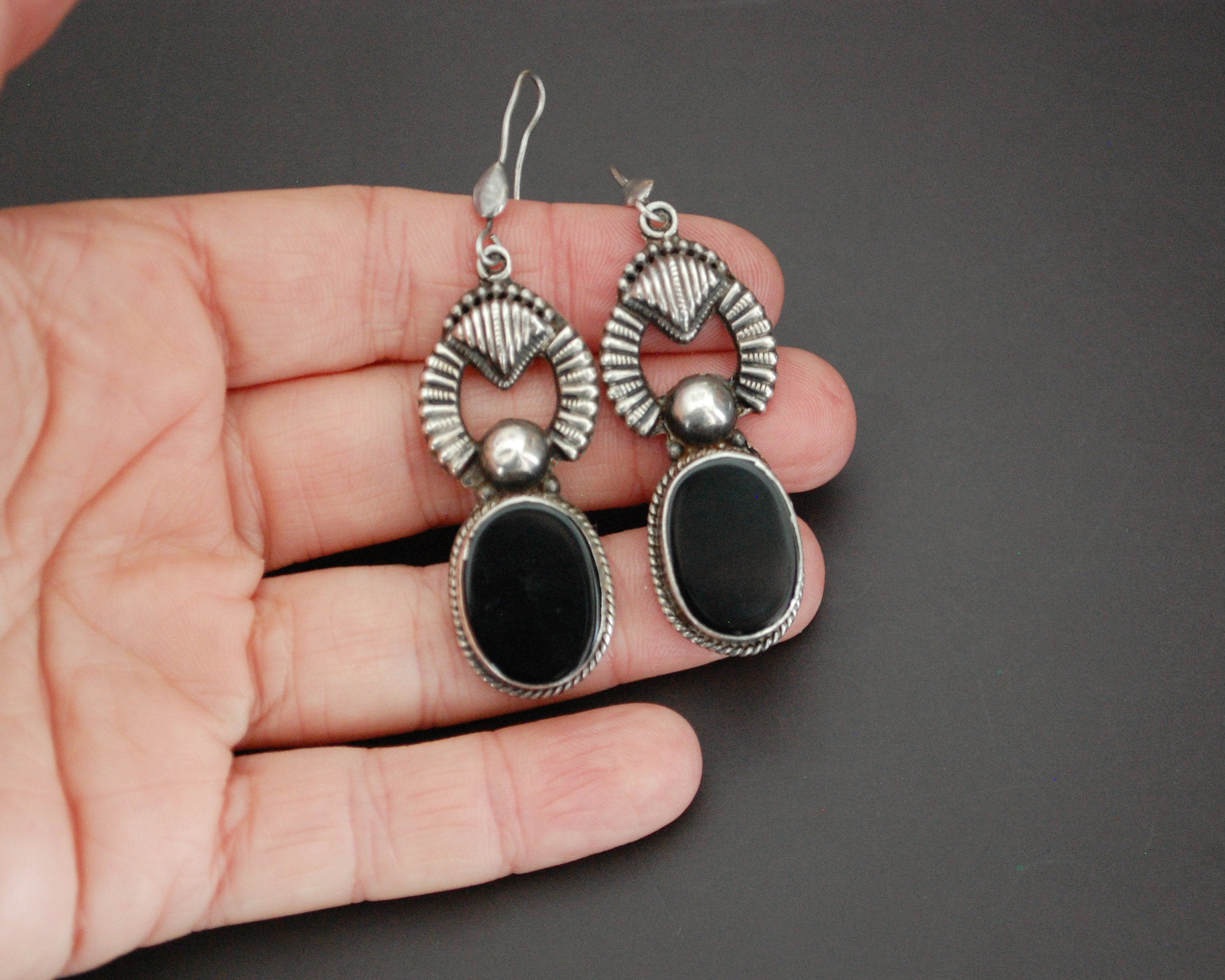 Ethnic Onyx Earrings from India
