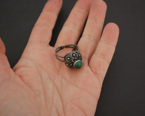Balkan Filigree Malachite Ring - Size 8+