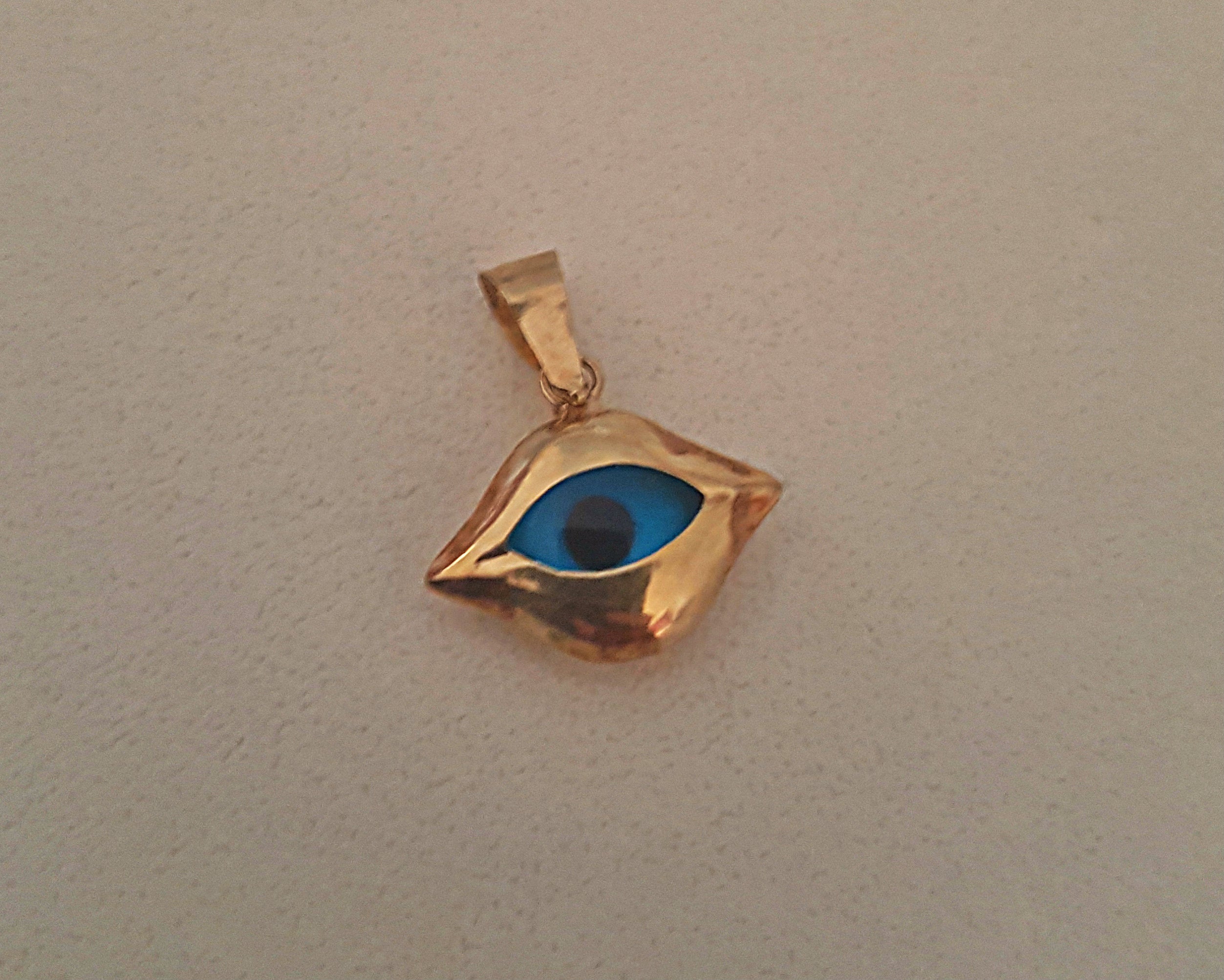 Turkish Evil Eye 14K Gold Pendant - Gold Backing