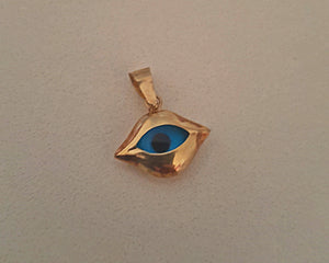 Turkish Evil Eye 14K Gold Pendant - Gold Backing