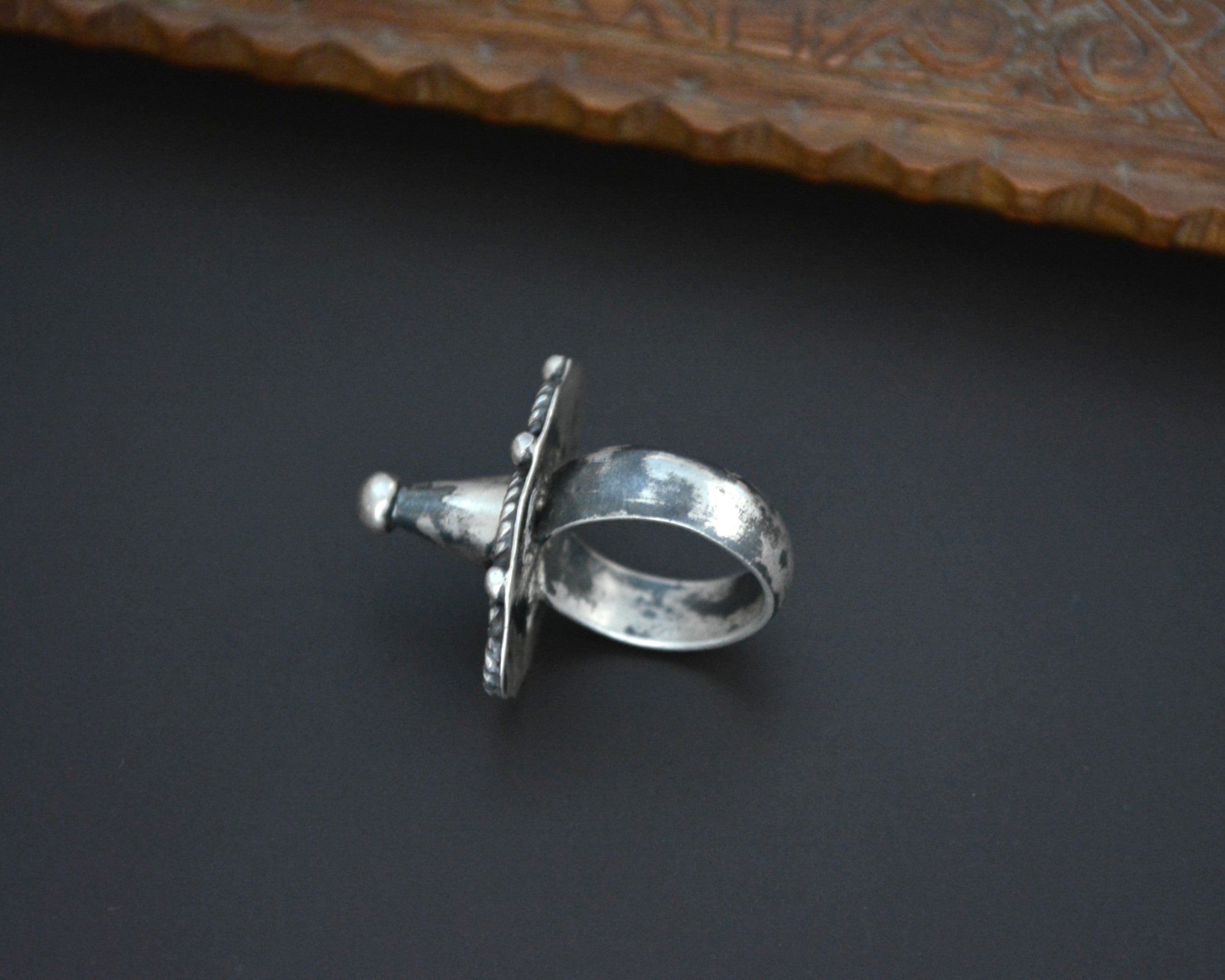Rajasthani Silver Spike Ring - Size 7.5
