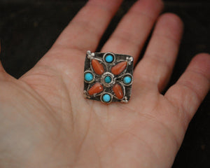 Coral Turquoise Ring from Ladakh