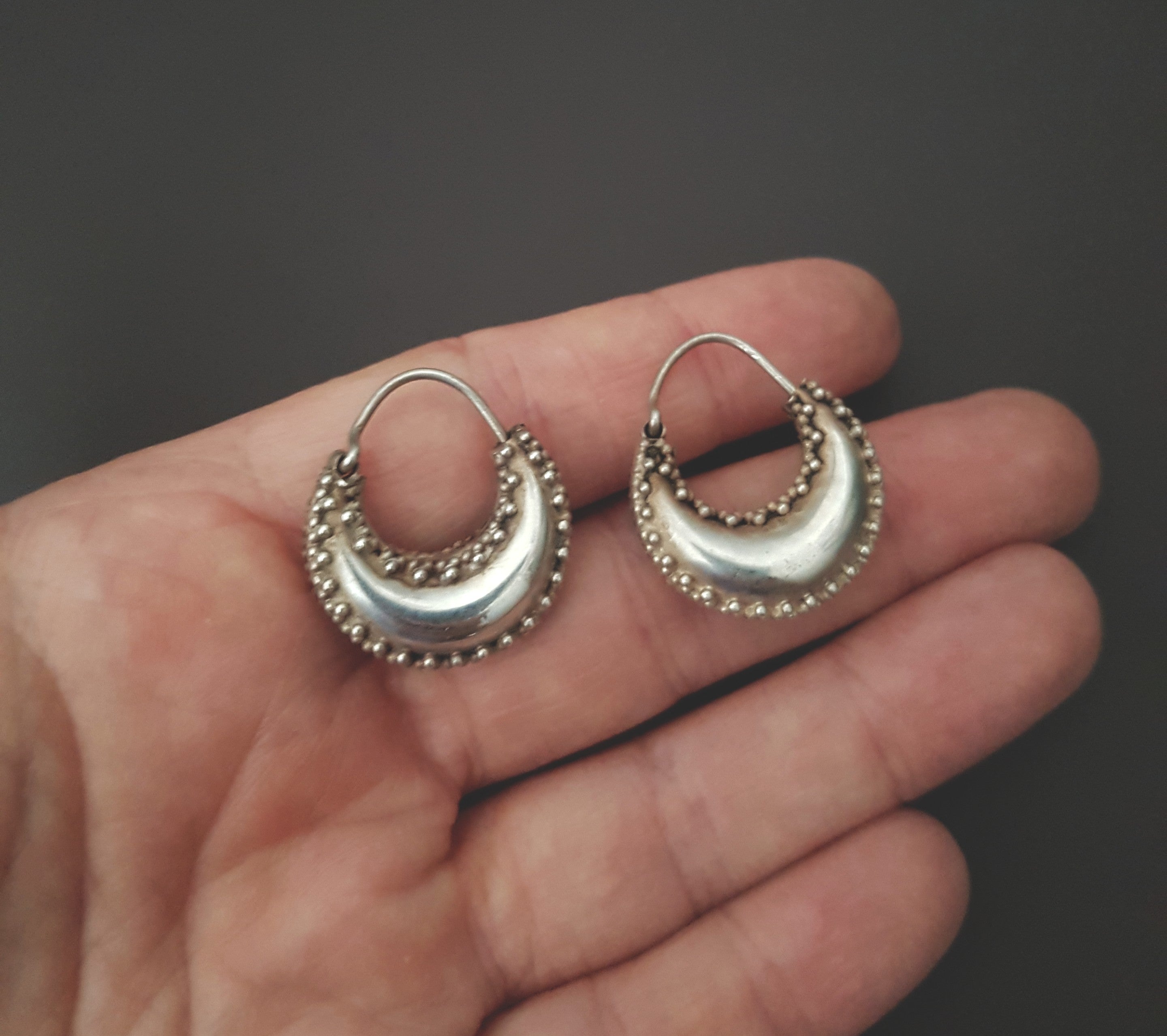 Ethnic Hoop Earrings with Dotwork - SMALL