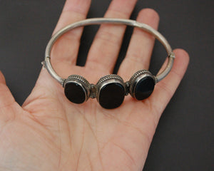 Vintage Onyx Bracelet from India - Hinged