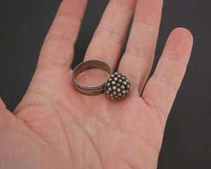 Tribal Rajasthani Silver Ring with Bells - Size 9