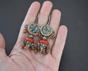 Reserved for E. - Uzbek Turquoise Coral Earrings