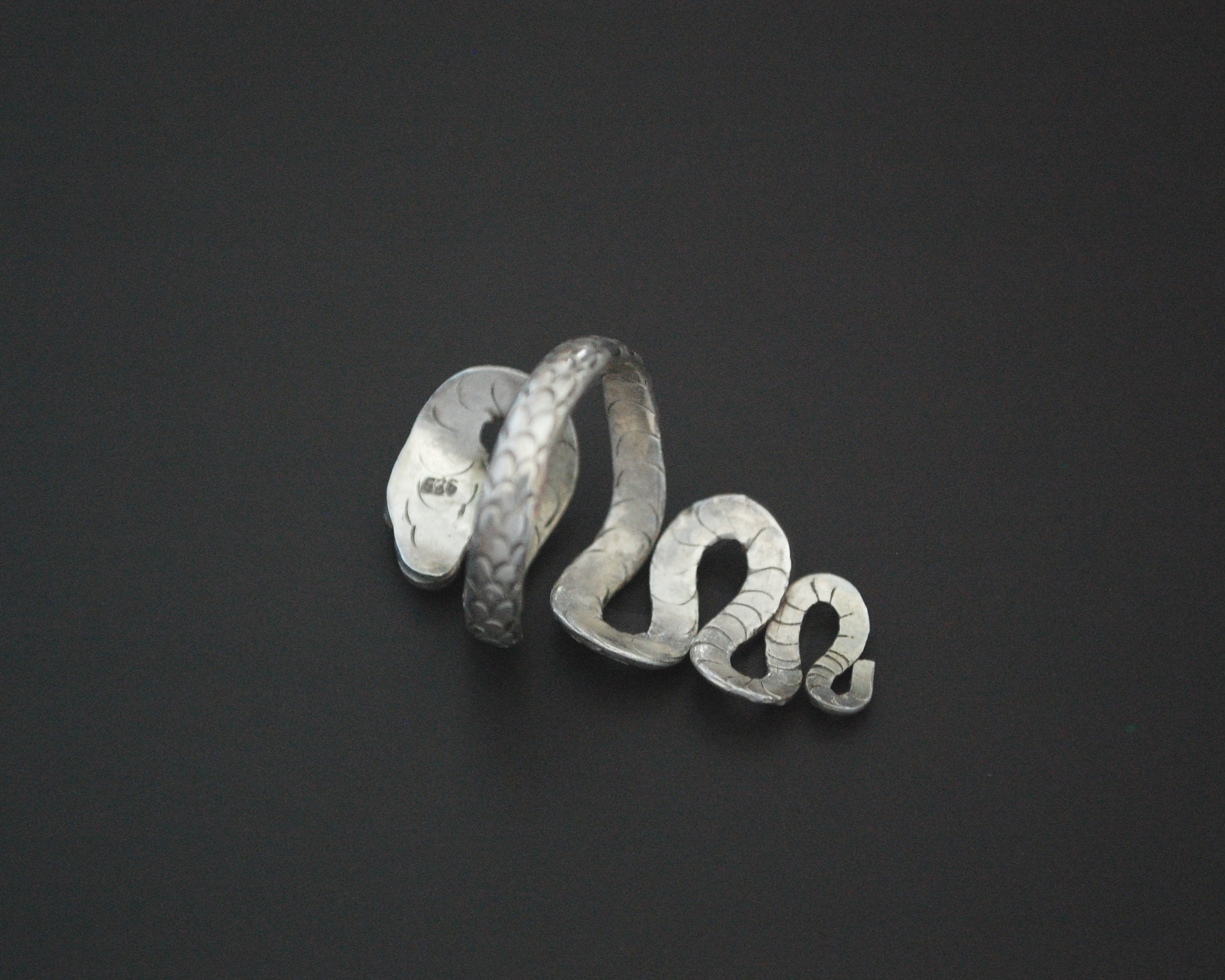 Snake Ring with Onyx Eyes - Size 7