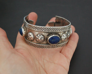 Antique Turkmen Silver Lapis Lazuli Bracelet