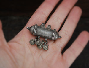 Rajasthani Tribal Silver Taviz Amulet with Bells