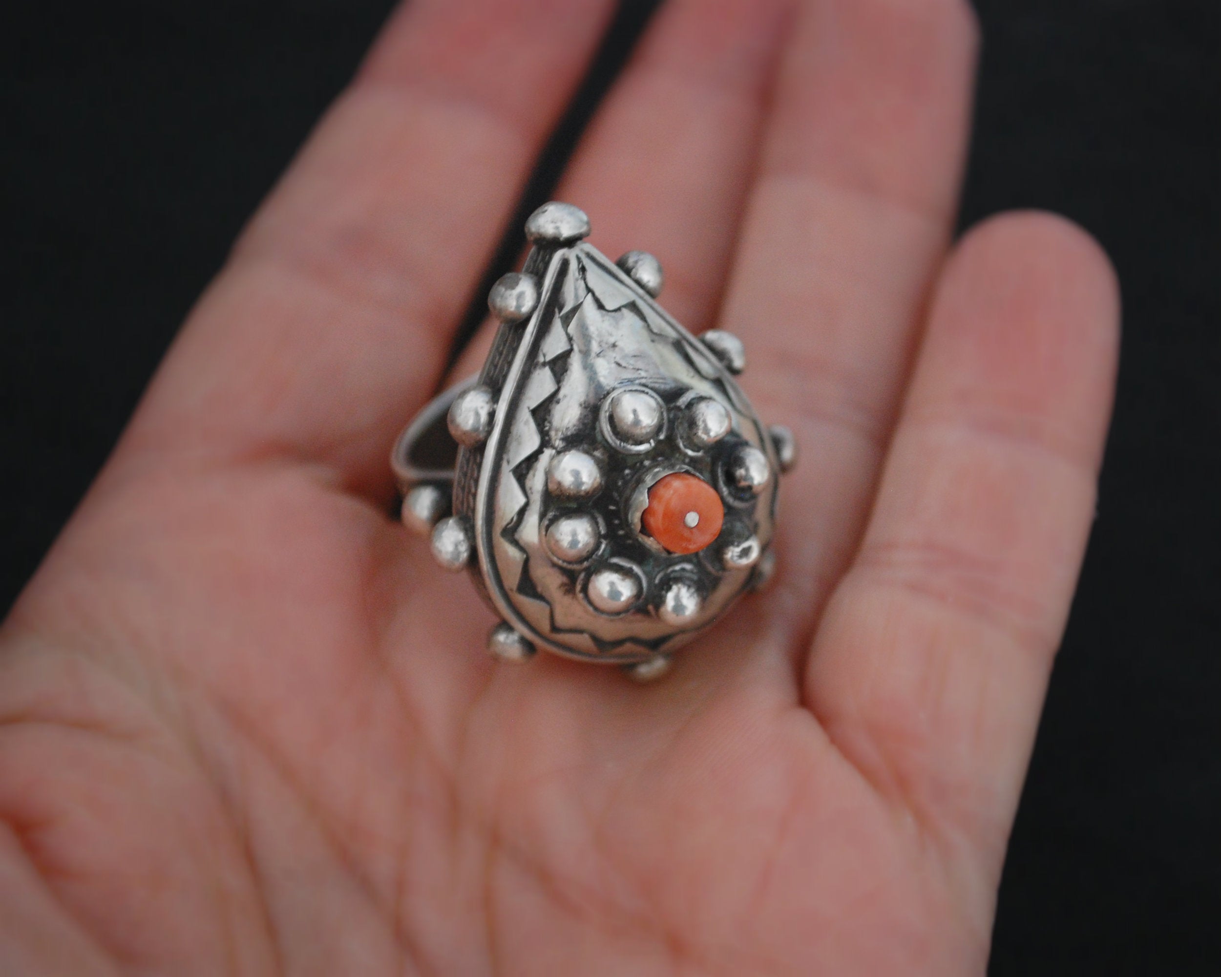 Gorgeous Berber Coral Ring - Size 8