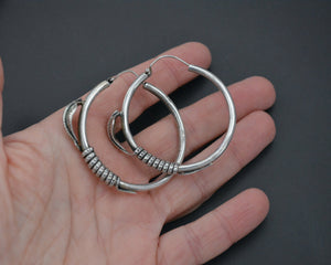 Vintage Sterling Silver Cobra Hoop Earrings