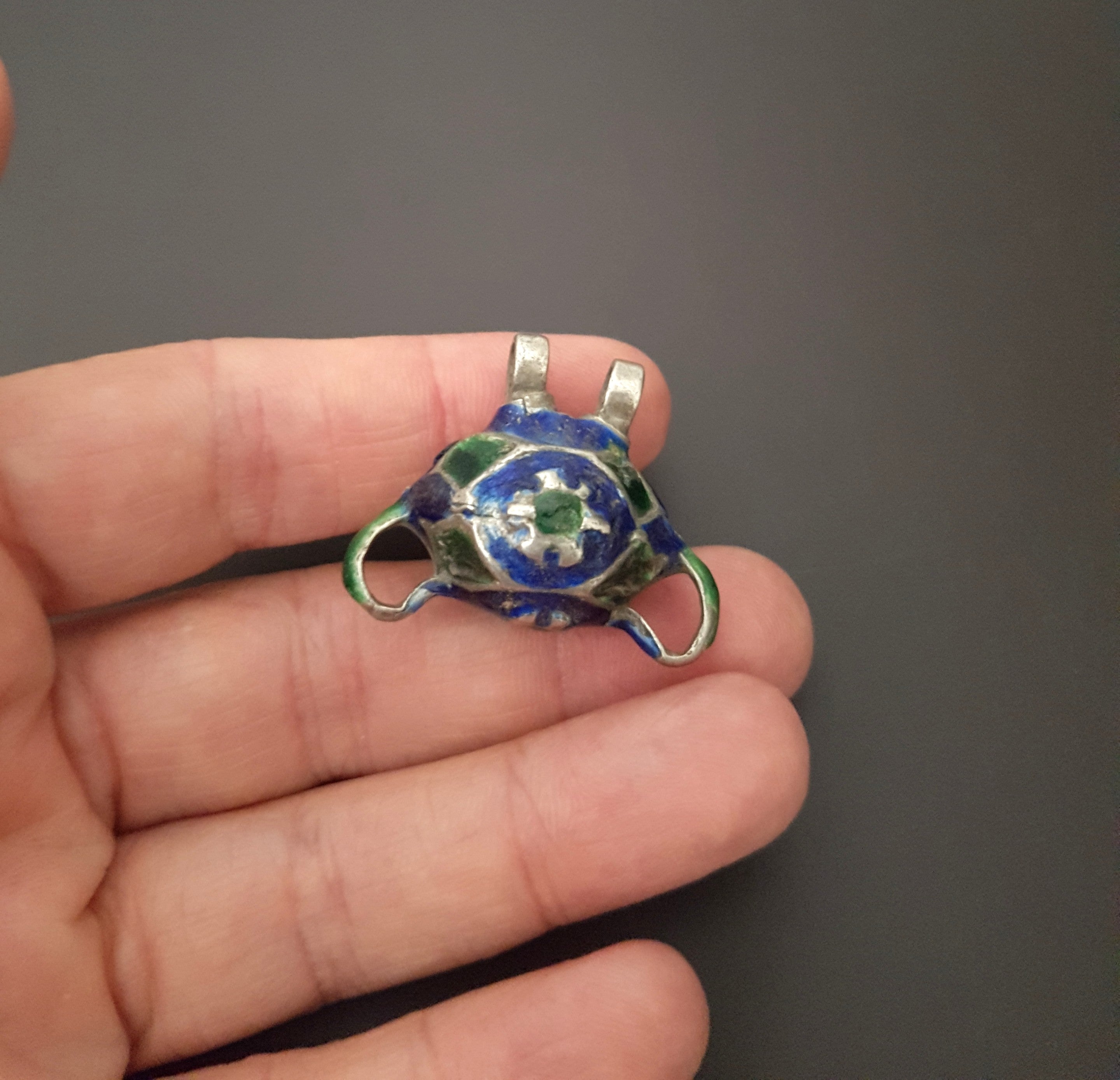 Multan Enamel Silver Bead Pendant