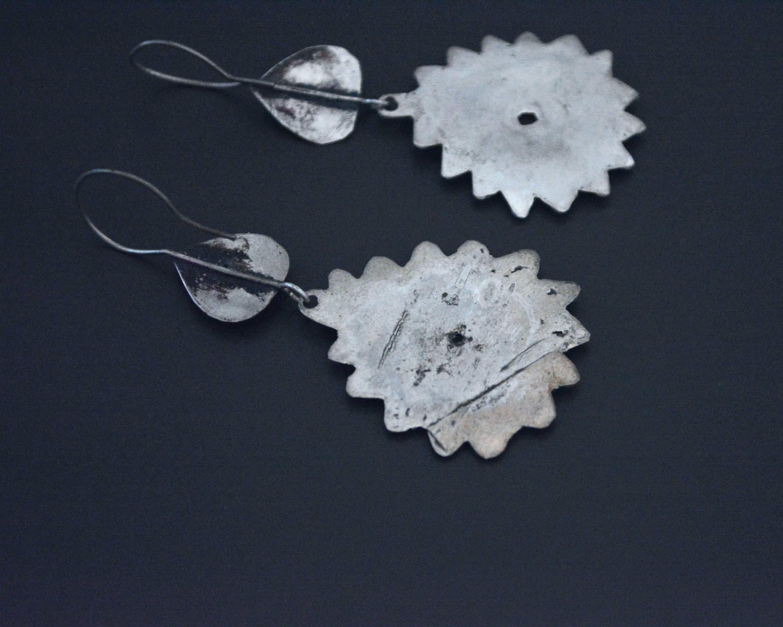 Vintage Afghani Silver Gilded Earrings