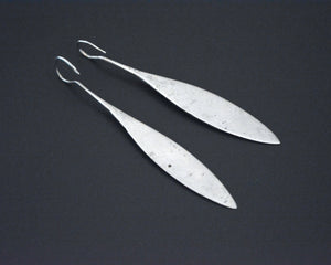 Long Carved Tuareg Silver Earrings