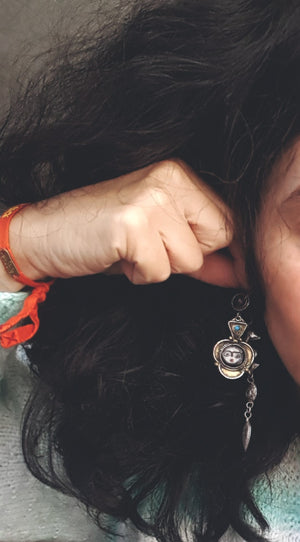Afghani Dangle Earrings with Face Beads