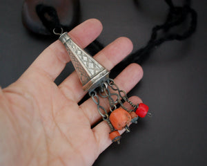 Berber Silver Coral Pendant from Morocco