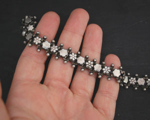 Rajasthani Silver Link Bracelet with Flower Design