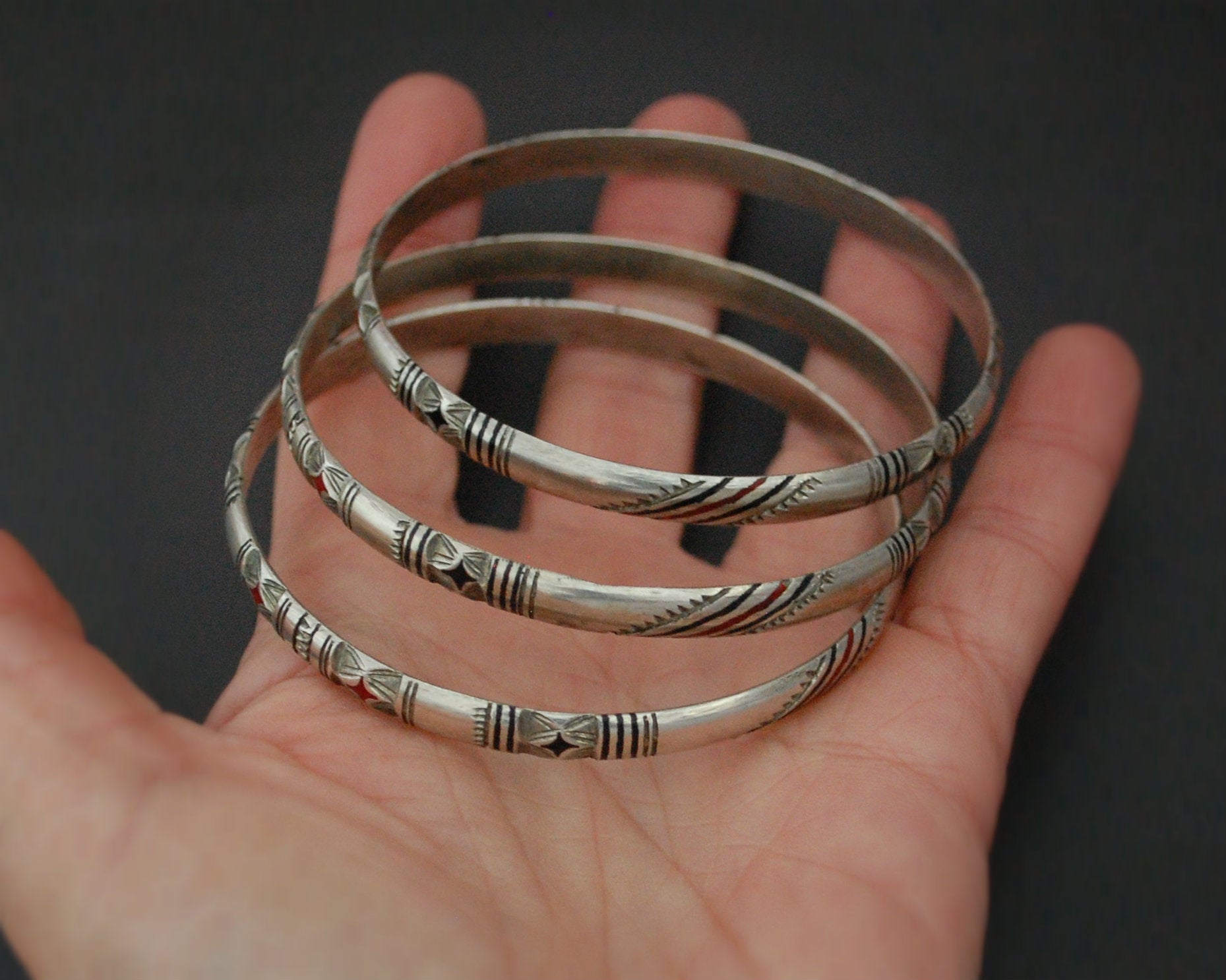 Berber Silver Enamel Bracelet - TRIO
