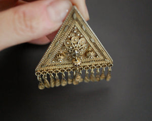 Isreali Filigree Brooch/Pendant with Tassels - Gilded