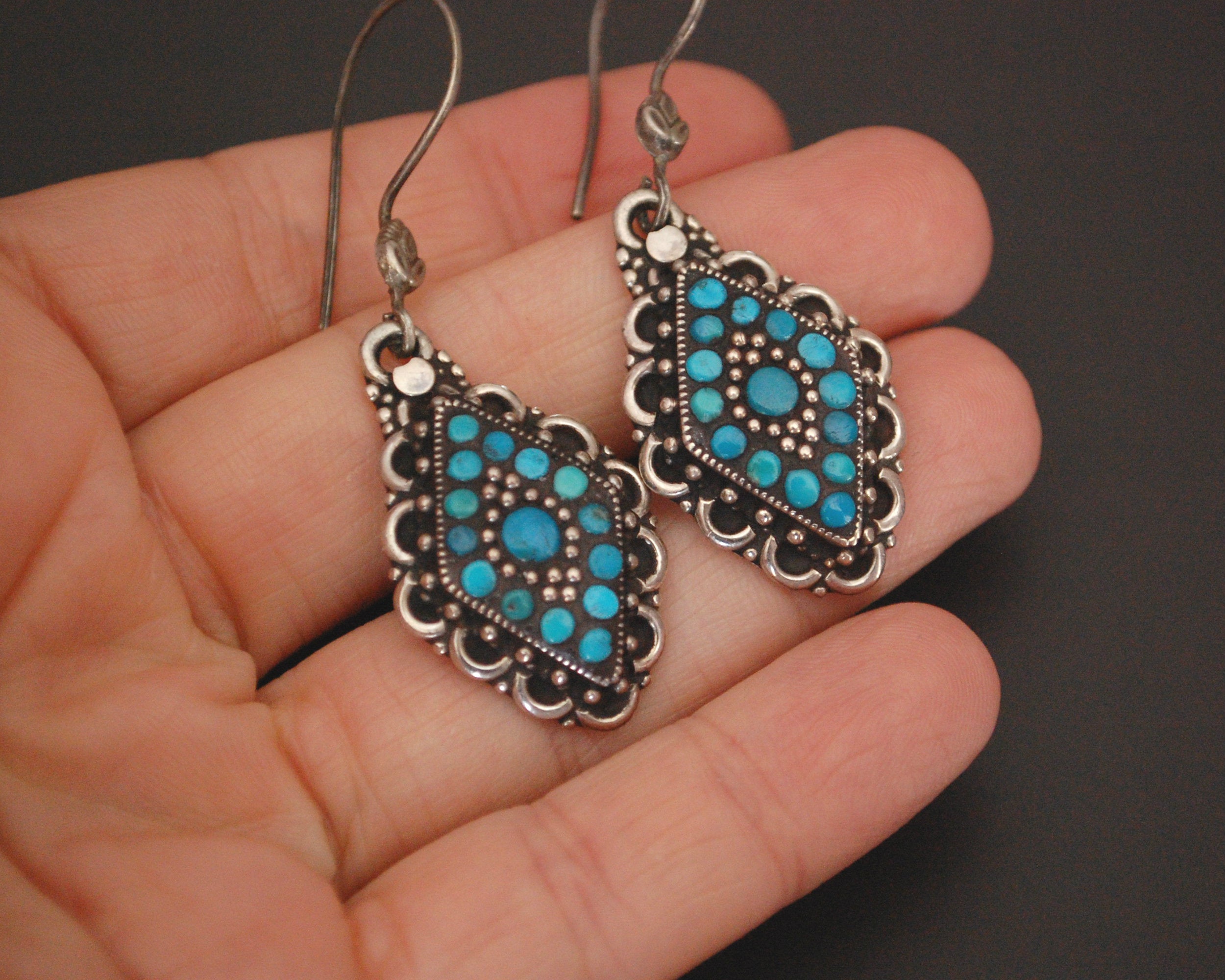 Ethnic Turquoise Earrings from India