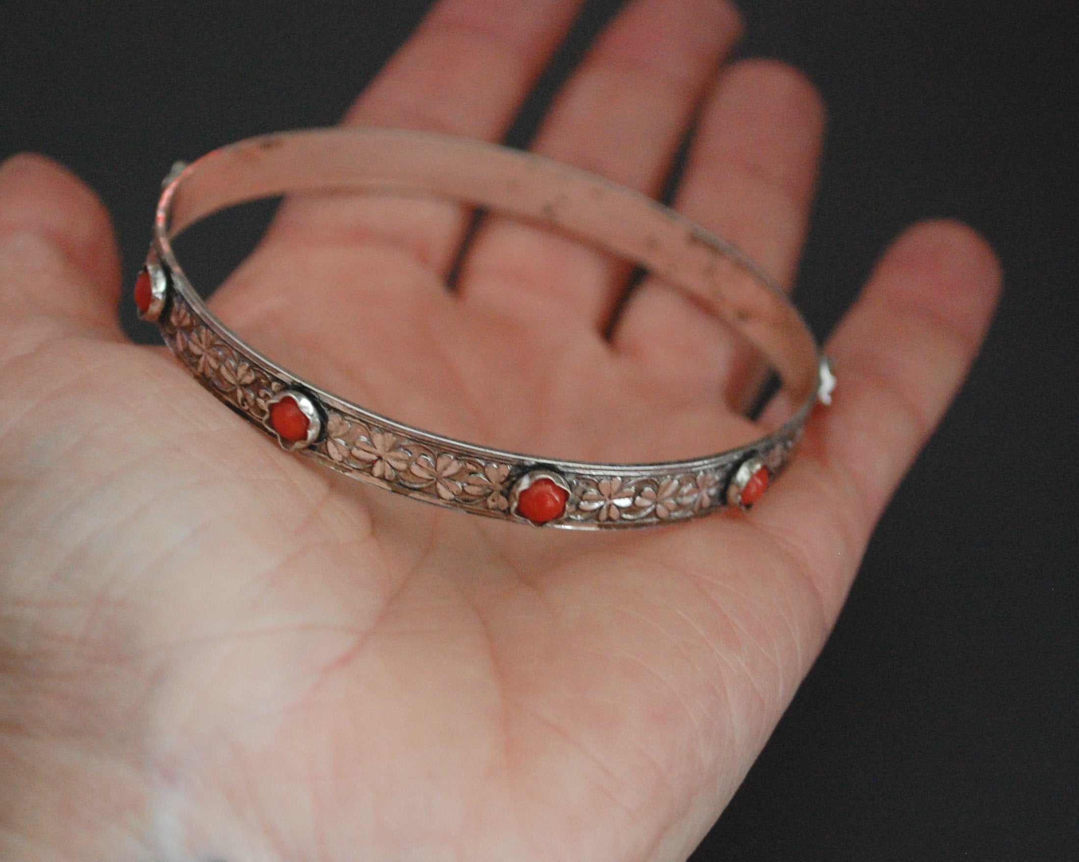 Ethnic Coral Bangle Bracelet