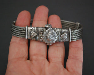 Rajasthani Silver Snake Chain Bracelet with Screw Closure