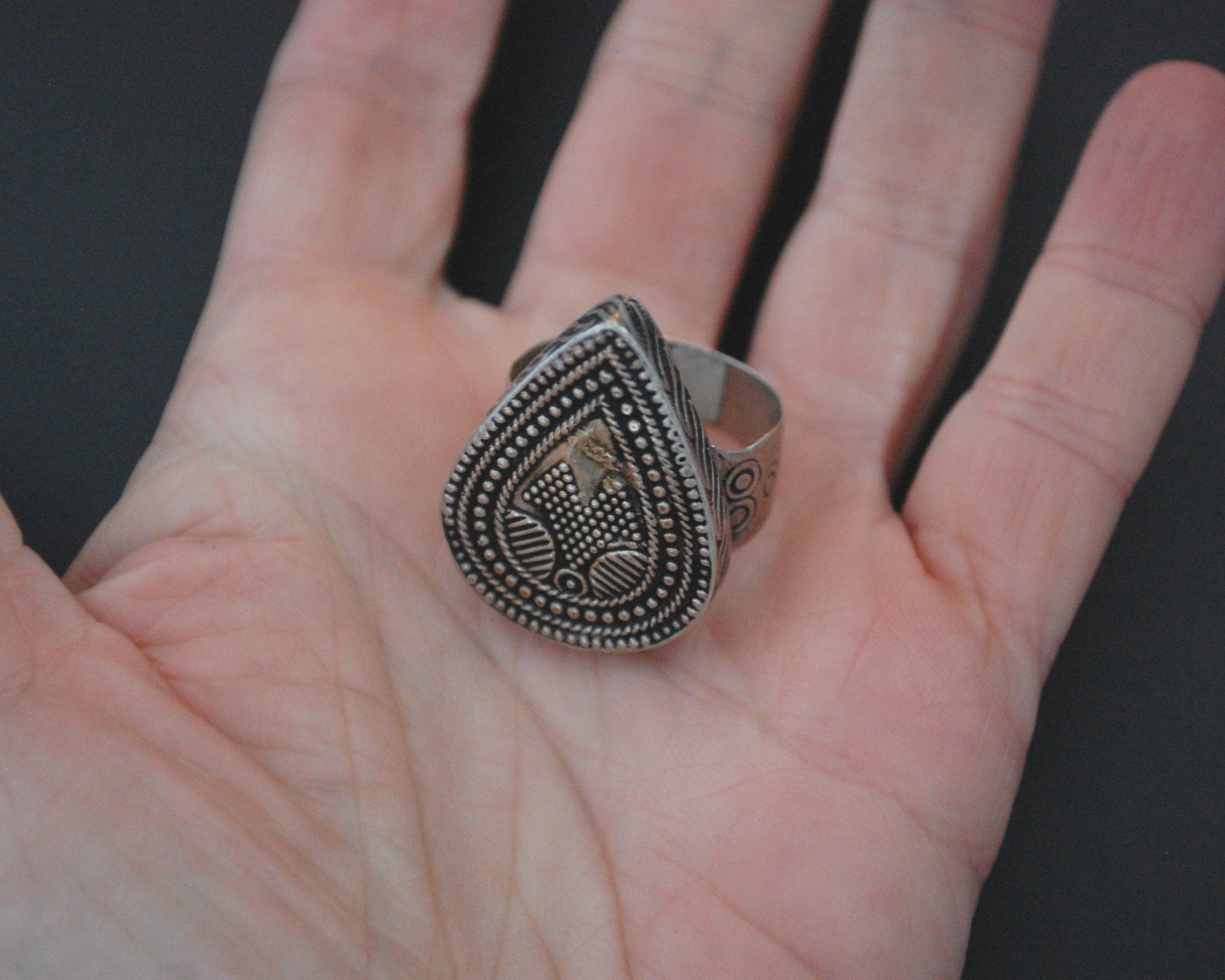 Kazakh Silver Gilded Ring - Size 7.75 / 8
