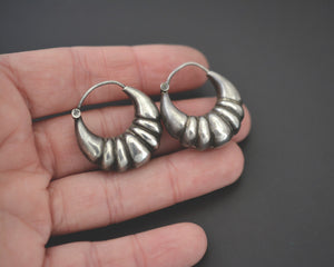 Puffy Silver Hoop Earrings - MEDIUM