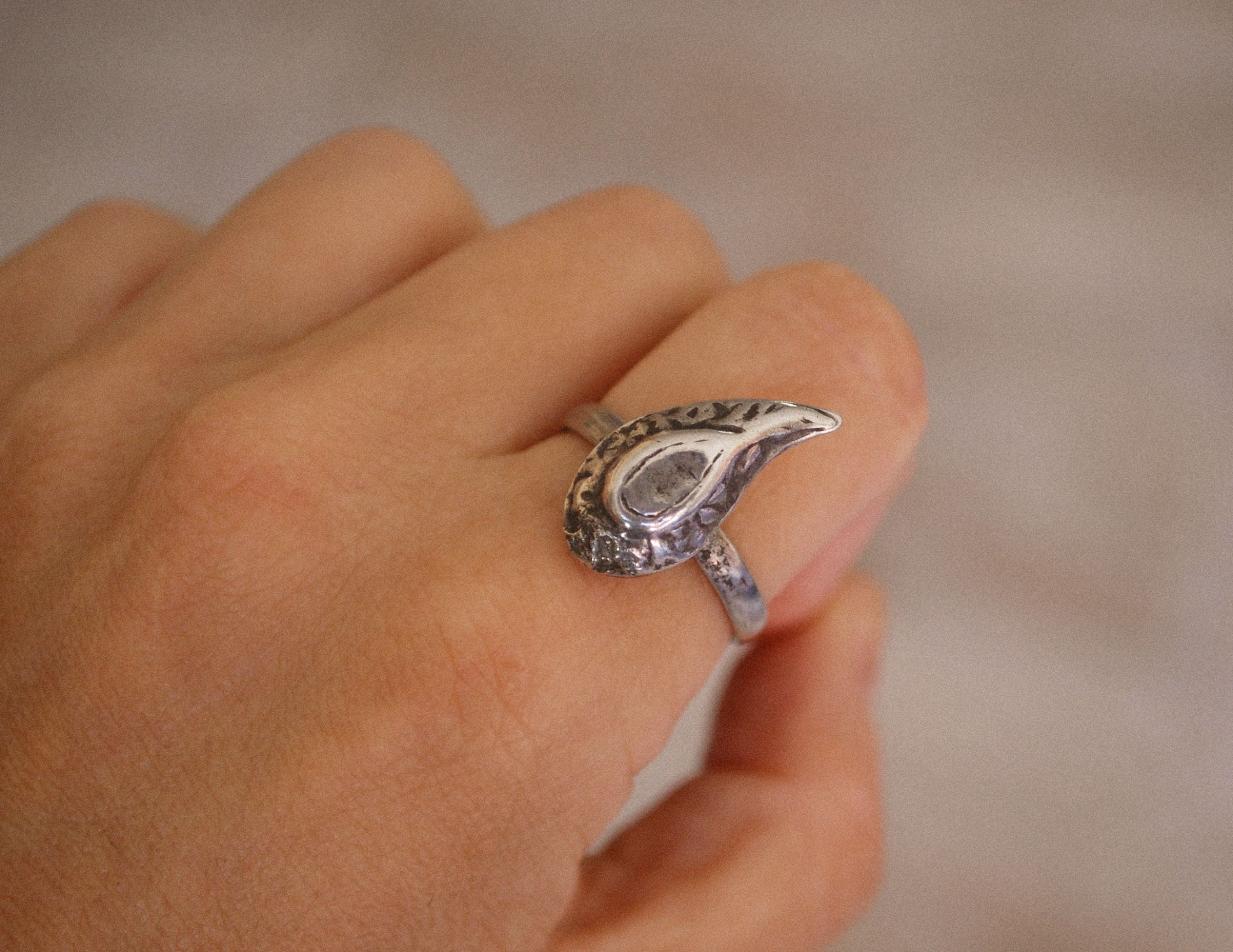 Tribal Afghani Silver Ring - Size 9.5