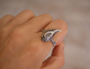 Tribal Afghani Silver Ring - Size 9.5