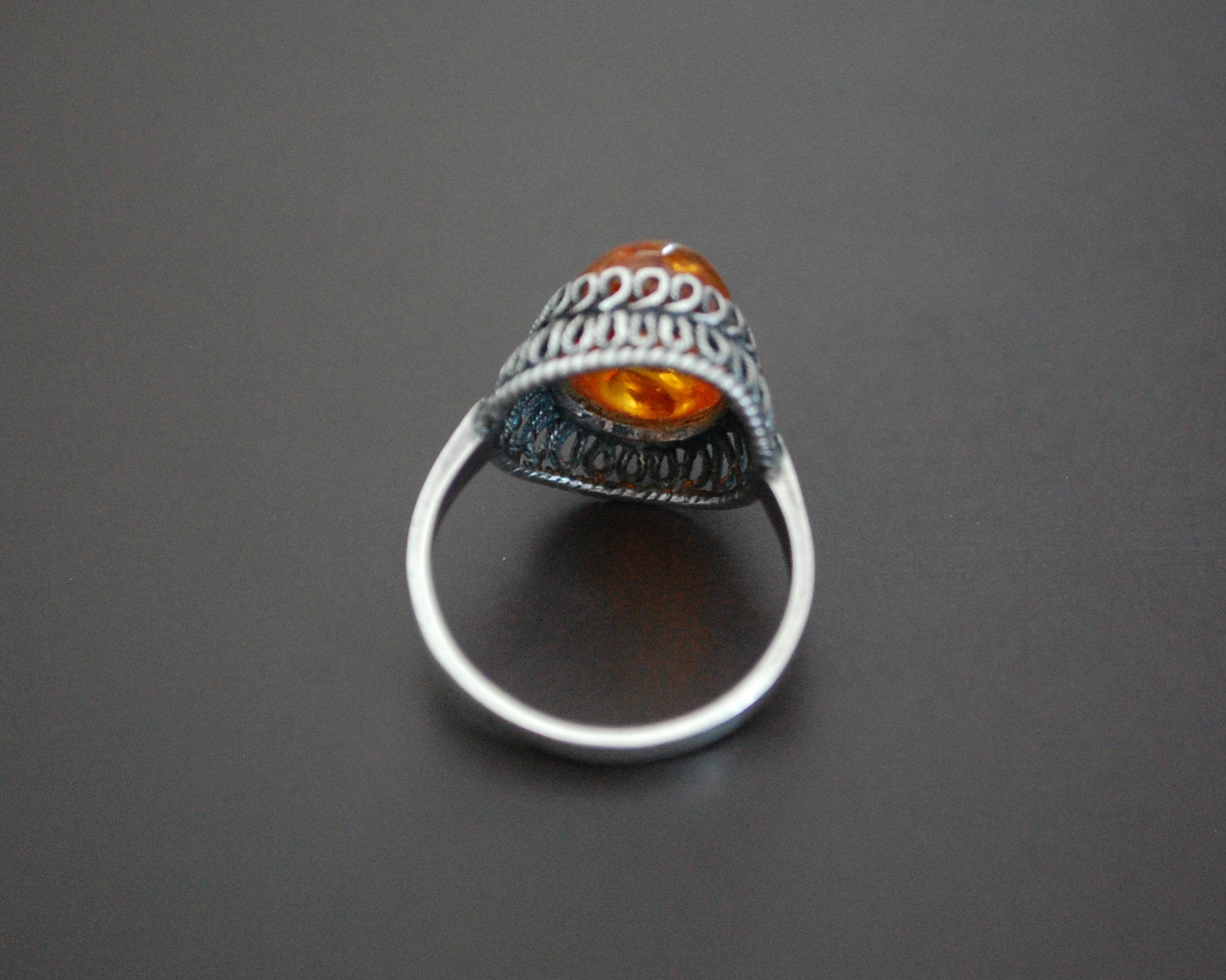 Ethnic Amber Ring - Size 7.5