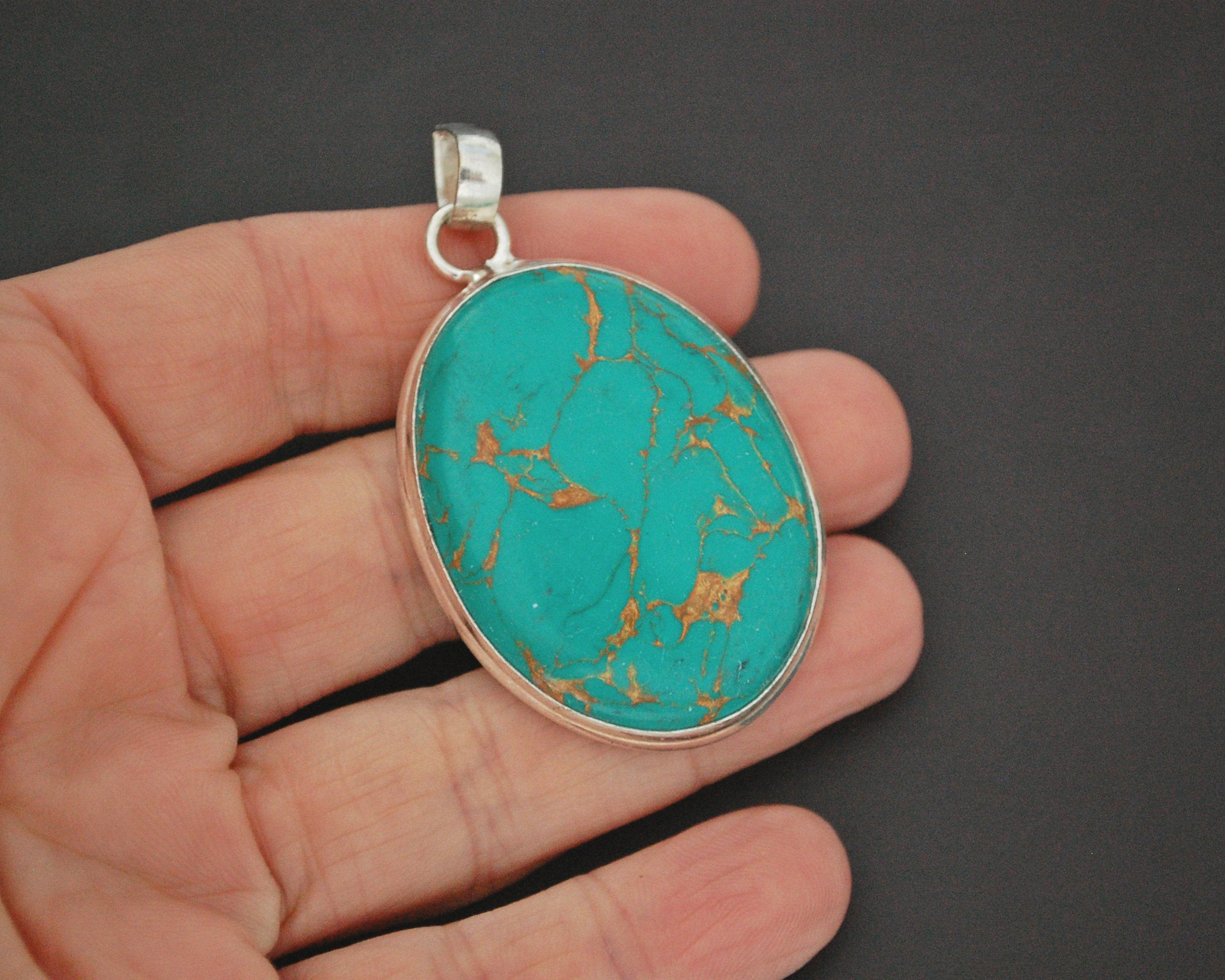 Large Turquoise Pendant from India
