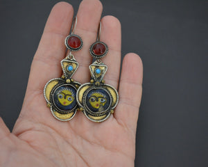 Afghani Dangle Earrings with Face Beads