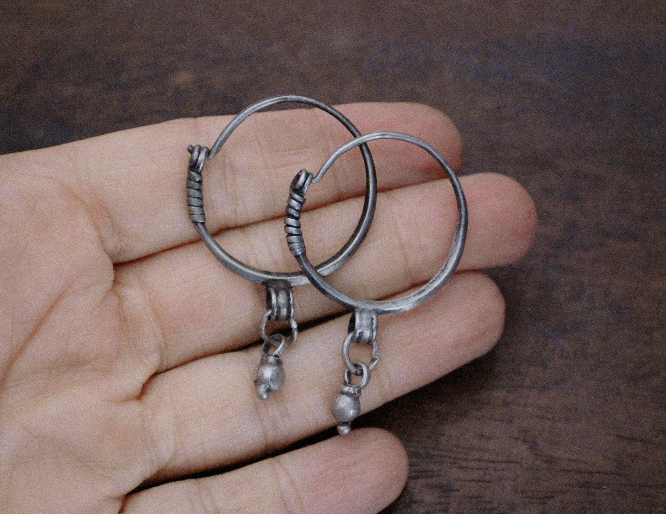Antique Afghani Hoop Earrings with Bell