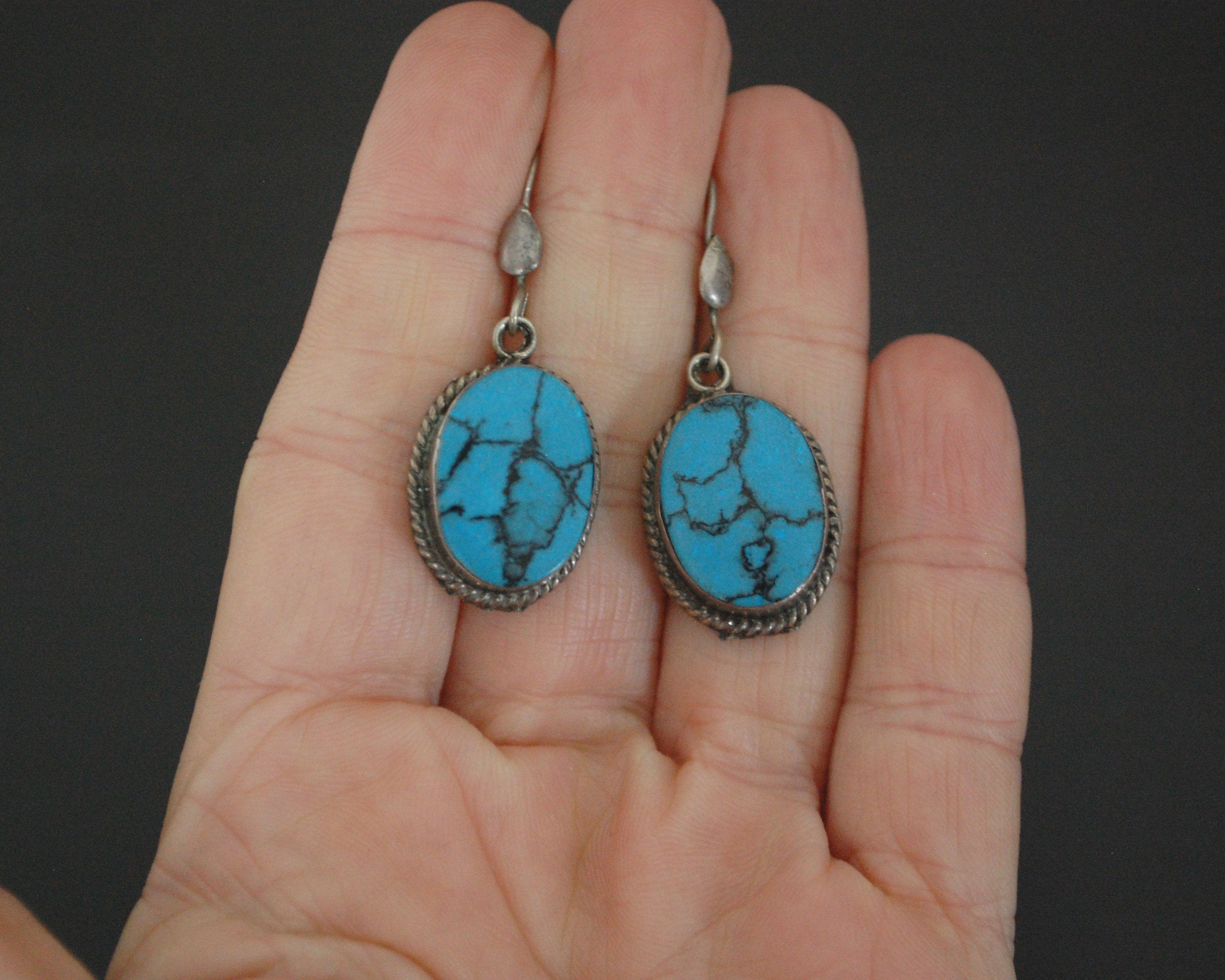 Ethnic Turquoise Dangle Earrings