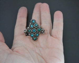 Ladakh Turquoise Ring with Bells - Size 9.5