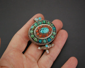 Tibetan Gau Box with Coral and Turquoise