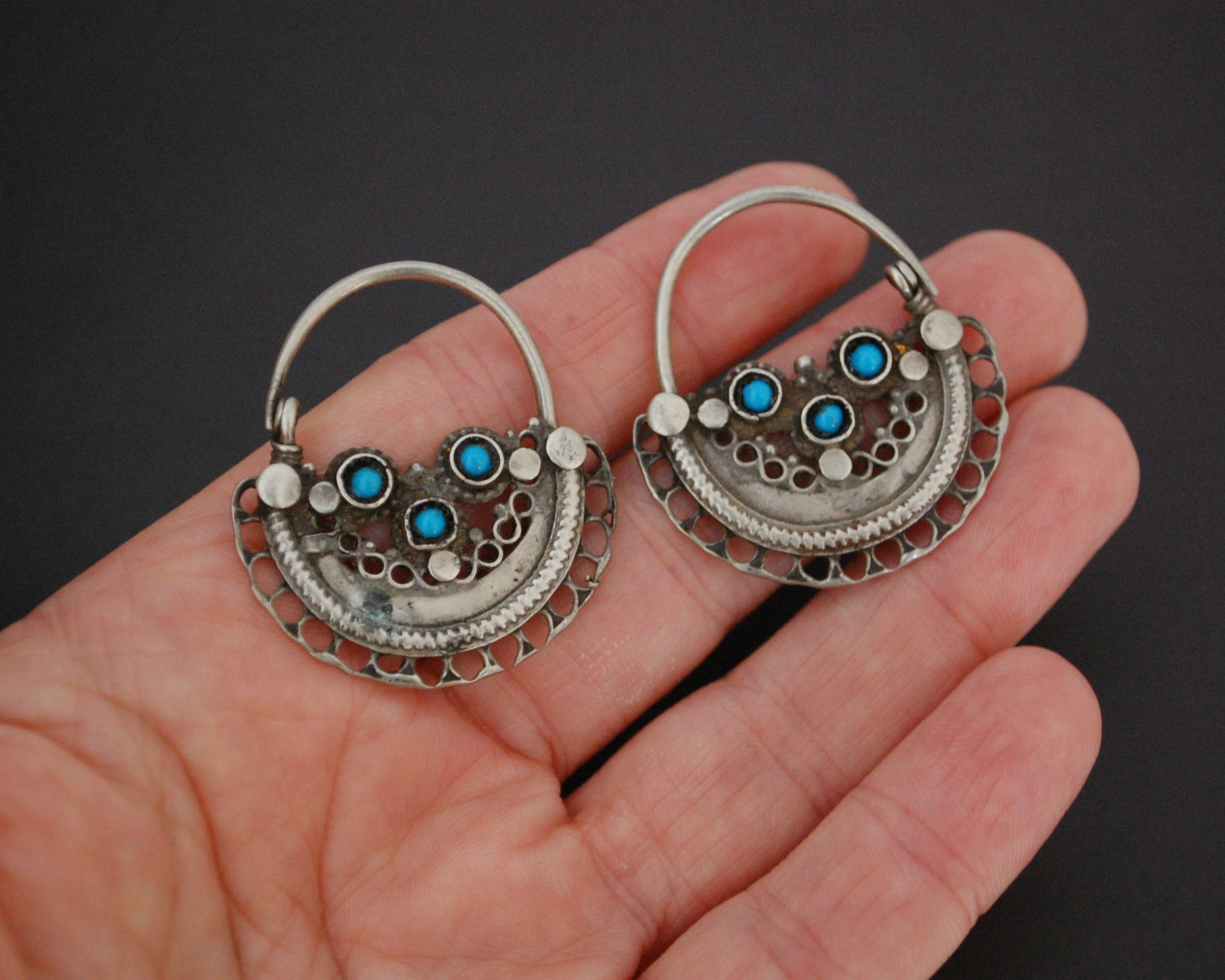 Afghani Hoop Earrings with Turquoise