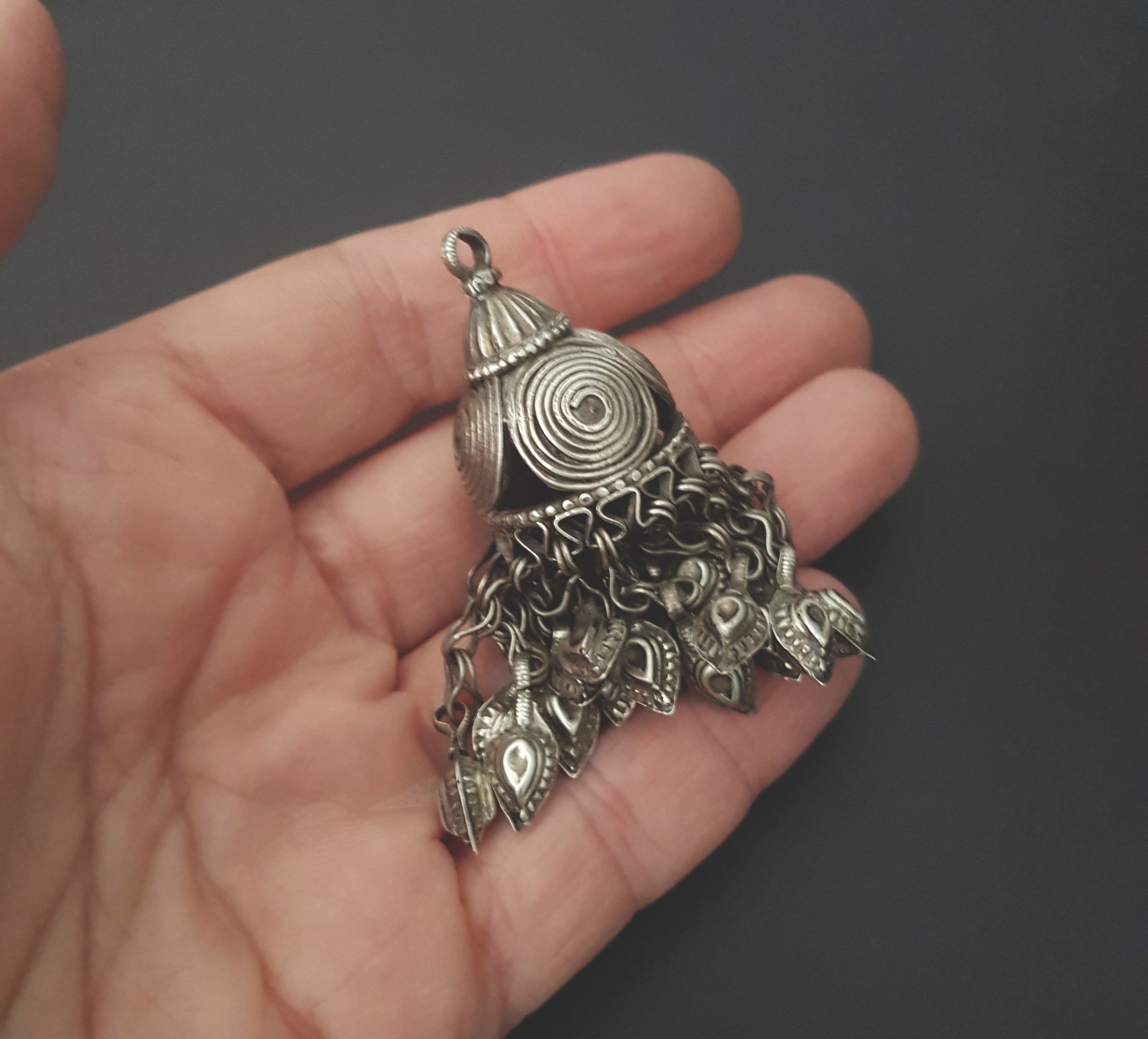 Old Uzbek Silver Tassel Pendant
