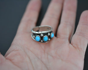 Zuni Turquoise Band Ring - Size 8 - Signed
