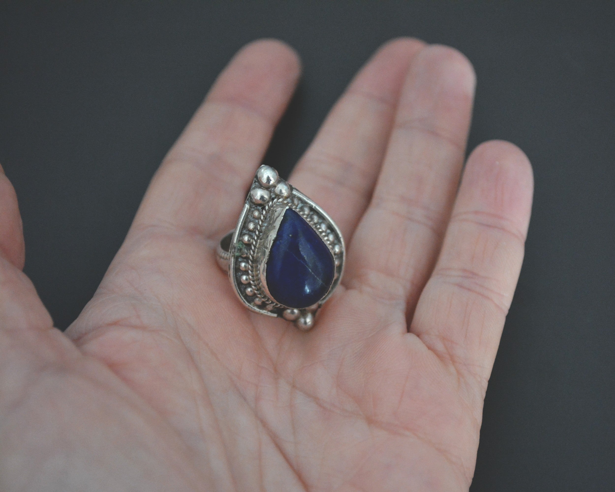 Ethnic Lapis Lazuli Ring India - Size 8.5