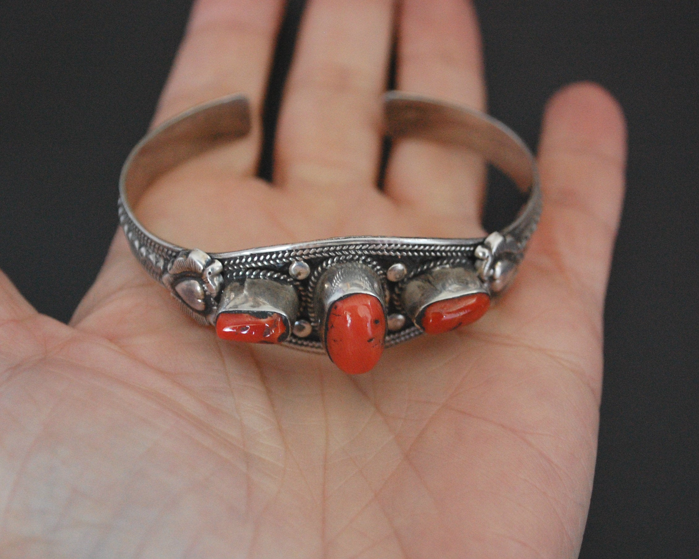 Nepali Coral Cuff Bracelet