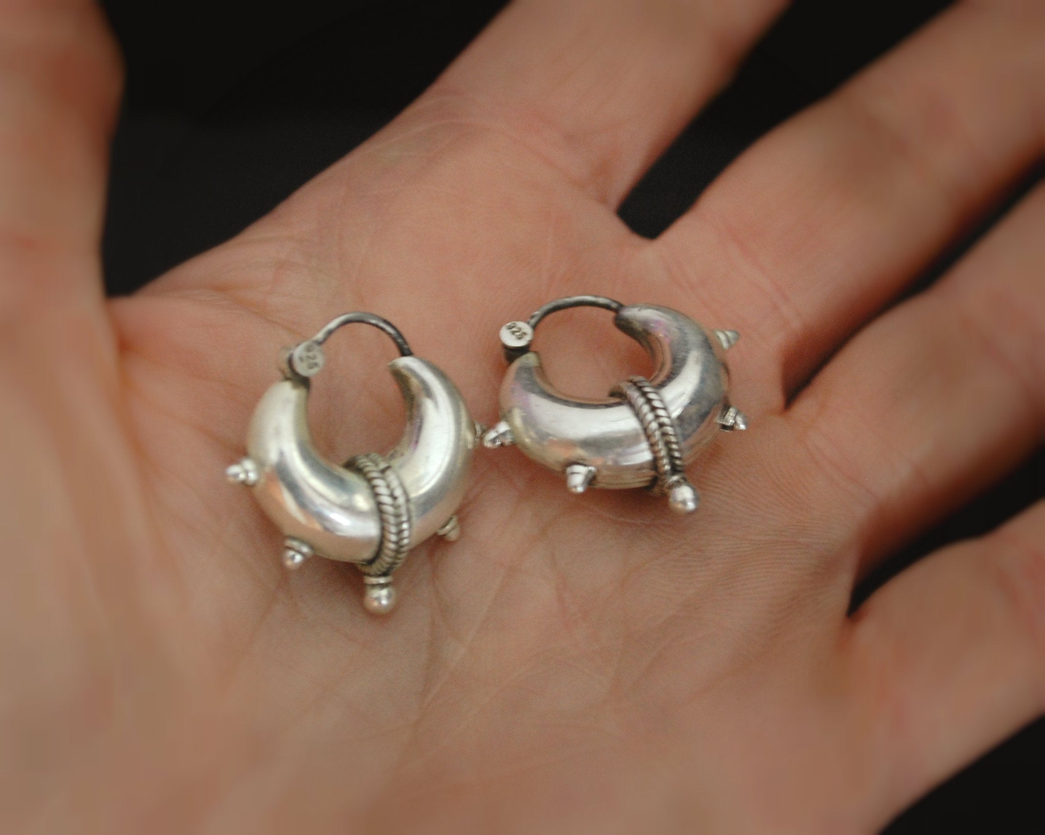 Rajasthani Hoop Earrings with Spikes - SMALL